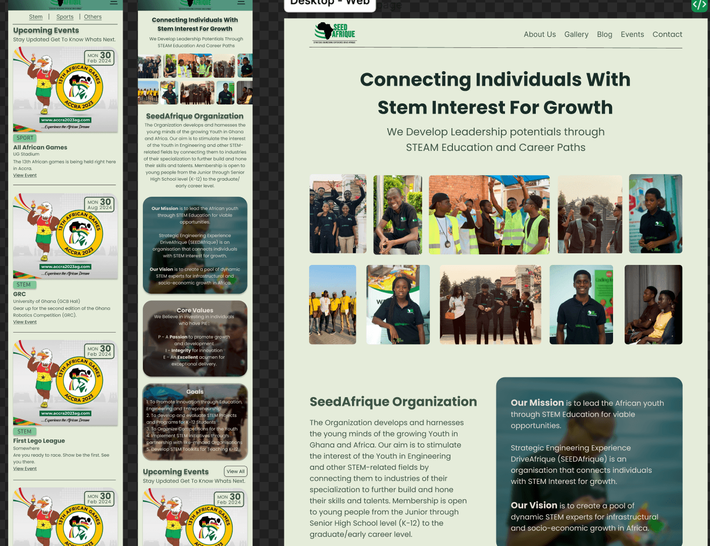 The SEED Afrique homepage designed in Figma