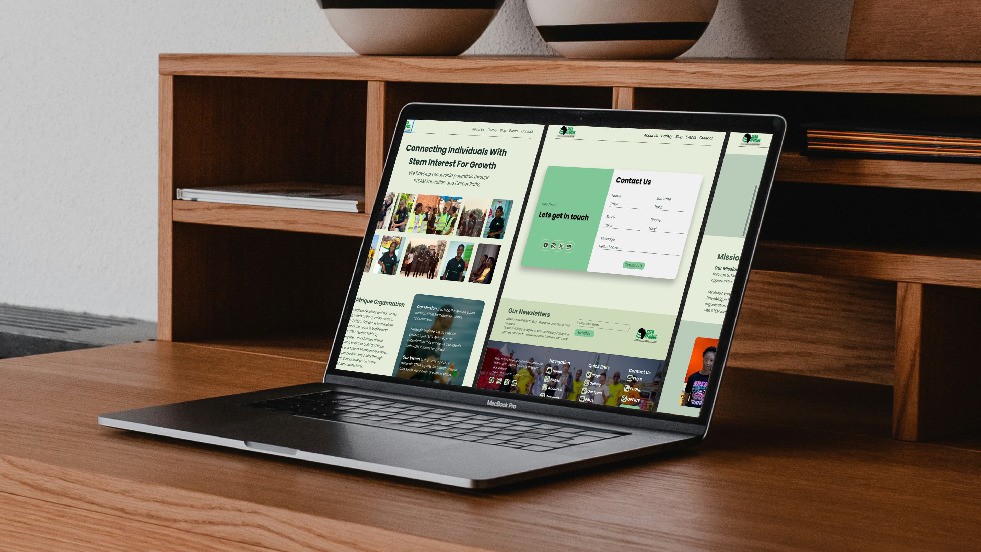 The SEED Afrique site design, laid out in Figma